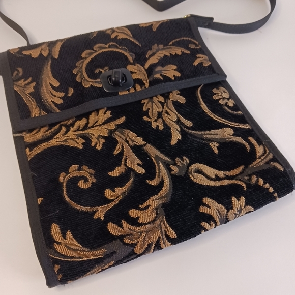 Danny K Crossbody Handbag Handmade USA Corduroy Tapestry Paisley - Picture 3 of 15